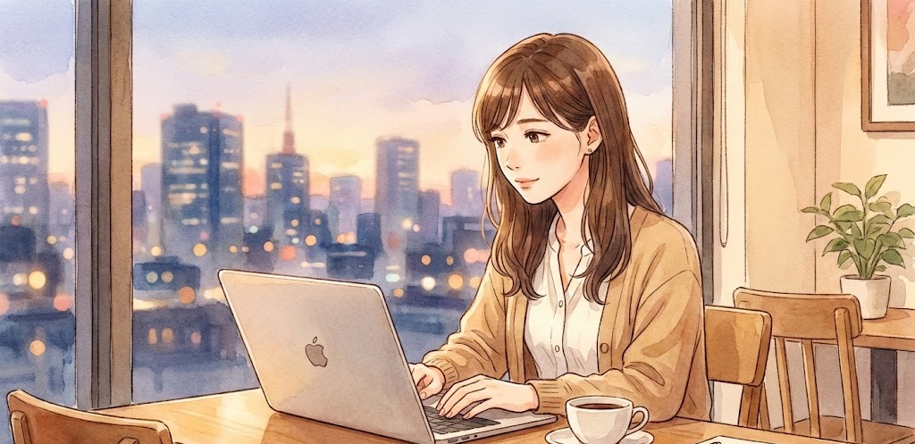 ブログを書く女性